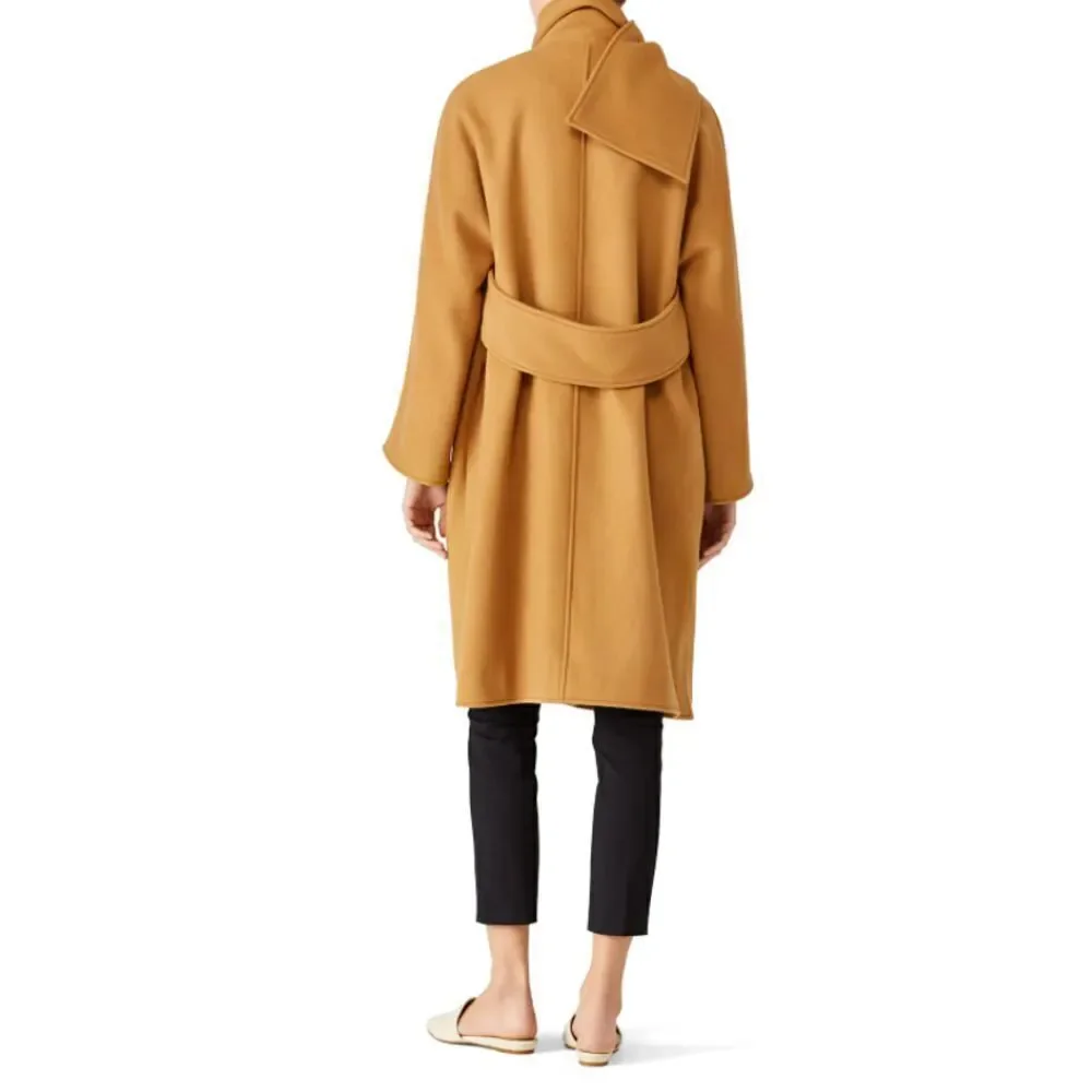 TORY BURCH Brown Wool Twill Camel Chelsea Coat US 0